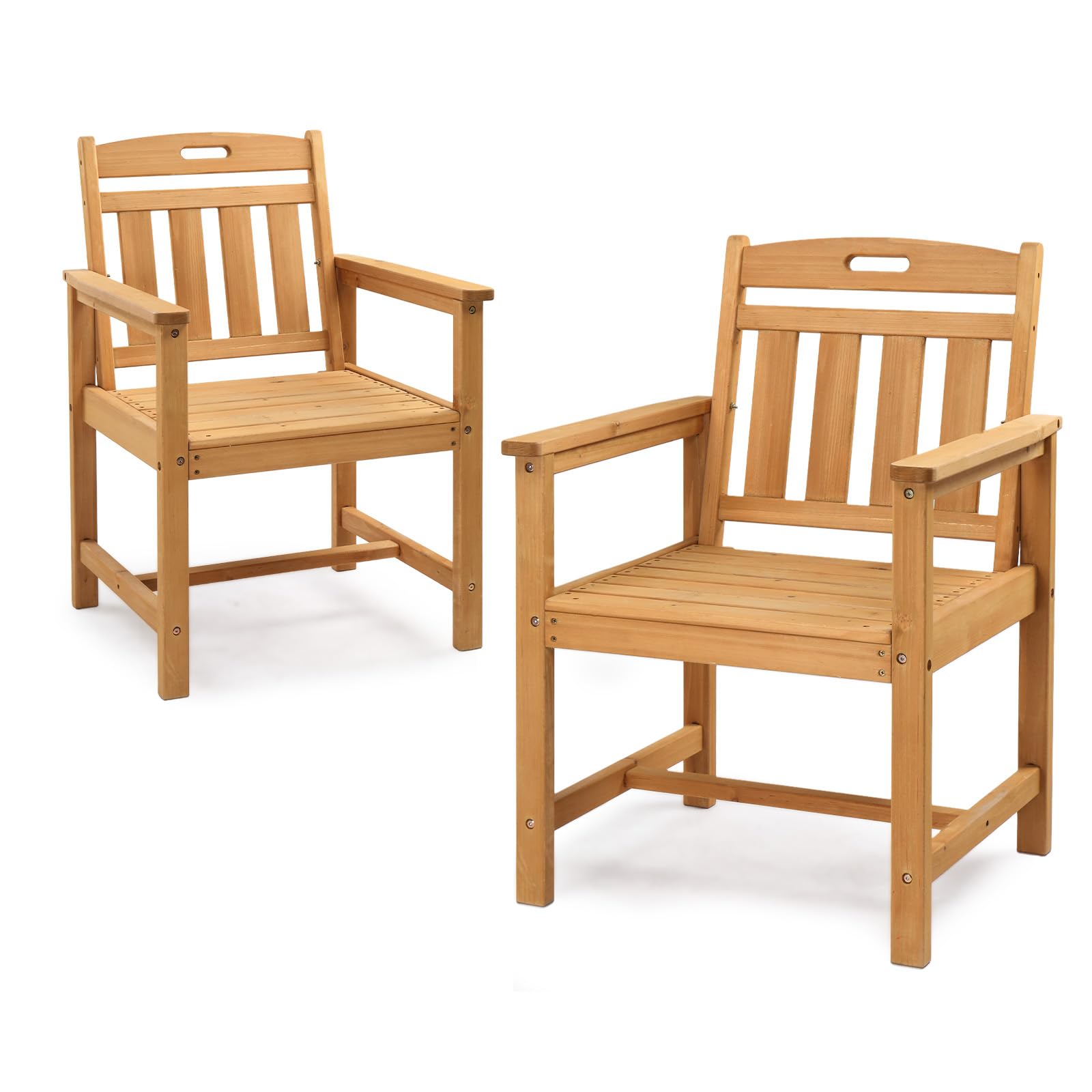VINGLI Outdoor Dining Chairs, Solid Wood Patio Chairs Outdoor Chair for Garden, Balcony, Yard, Porch (Teak, 1 PCS)