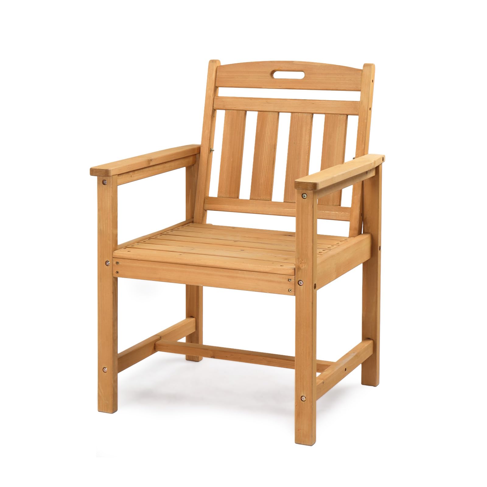 VINGLI Outdoor Dining Chairs, Solid Wood Patio Chairs Outdoor Chair for Garden, Balcony, Yard, Porch (Teak, 1 PCS)