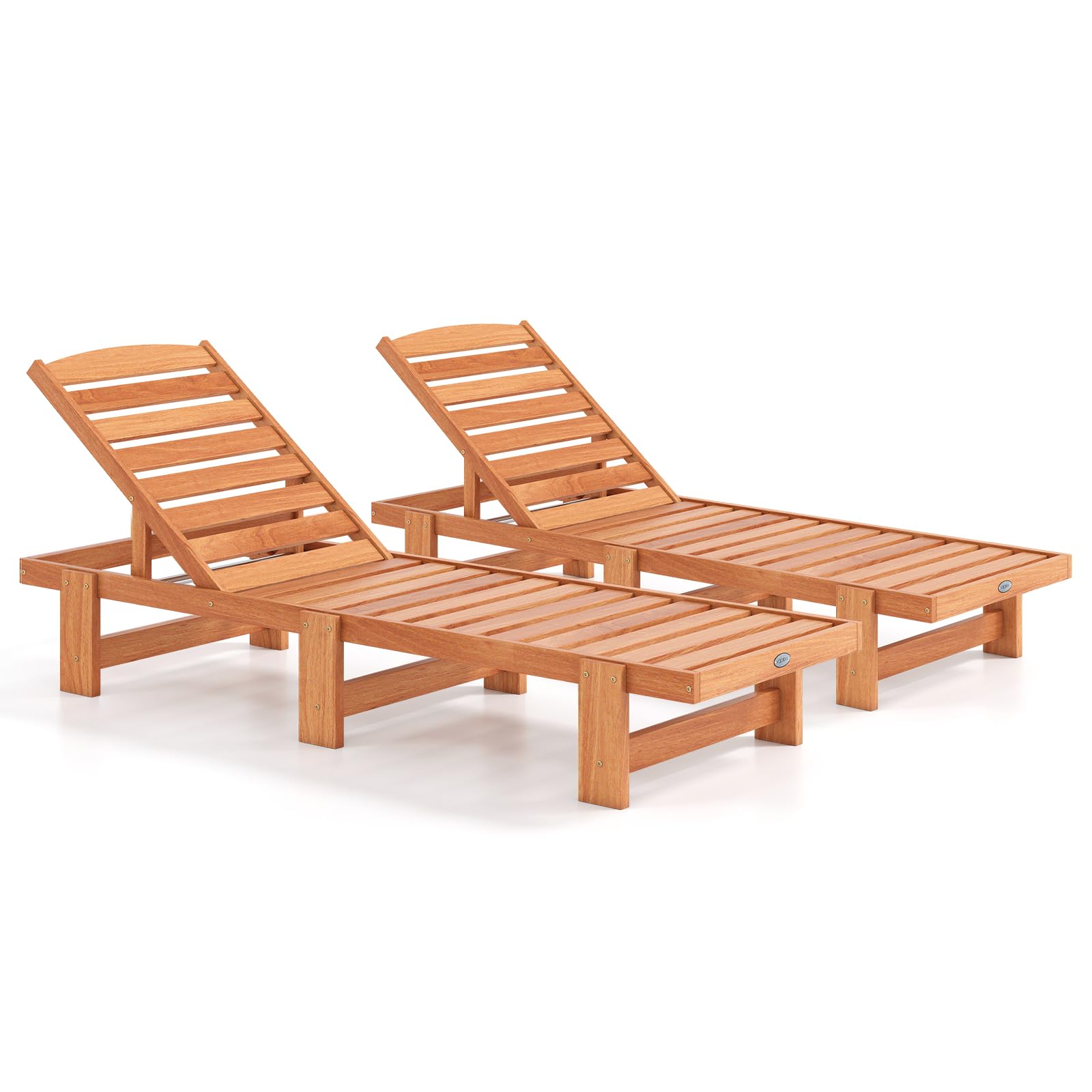 Tangkula Lounge Chair Outdoor, Solid Wood Patio Chaise Lounge with 5-Level Adjustable Backrest, Wooden Slatted Beach Pool Sunbathing Recliner for Outside Backyard, 500 LBS Max Load (1,Natural)