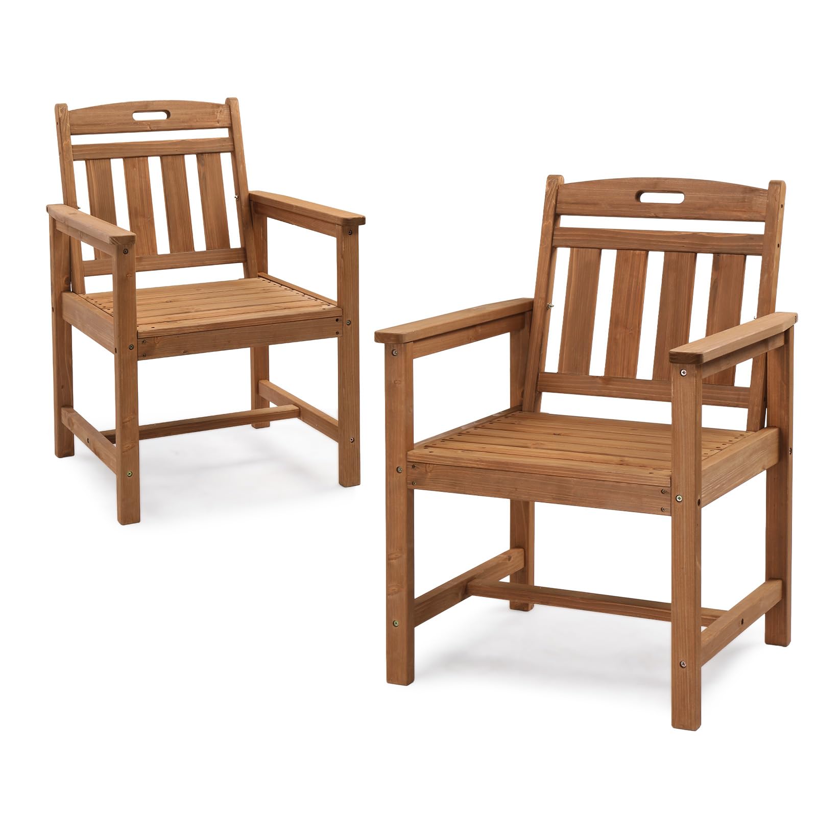 VINGLI Outdoor Dining Chairs, Solid Wood Patio Chairs Outdoor Chair for Garden, Balcony, Yard, Porch (Teak, 1 PCS)