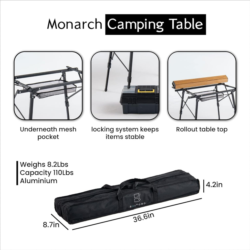 Portable Folding Table for Picnic, Camping Tables that Fold up Lightweight, Aluminum Table with Telescopic Legs, Camp Kitchen Table for Beach Trips and Outdoor Parties