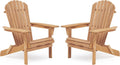 Smart FENDEE 2 Packs Folding Adirondack Chairs, All-Weather Wooden Adirondack Firepit Chairs, Solid Outdoor Leisure Furniture for Relaxing, Suitable for Yard, Patio, Balcony, Poolside, Natural