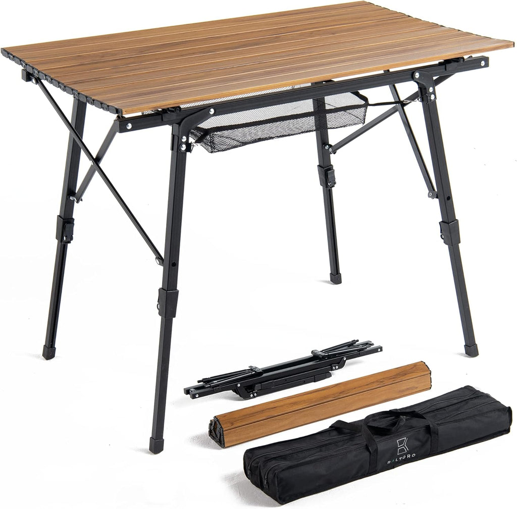 Portable Folding Table for Picnic, Camping Tables that Fold up Lightweight, Aluminum Table with Telescopic Legs, Camp Kitchen Table for Beach Trips and Outdoor Parties