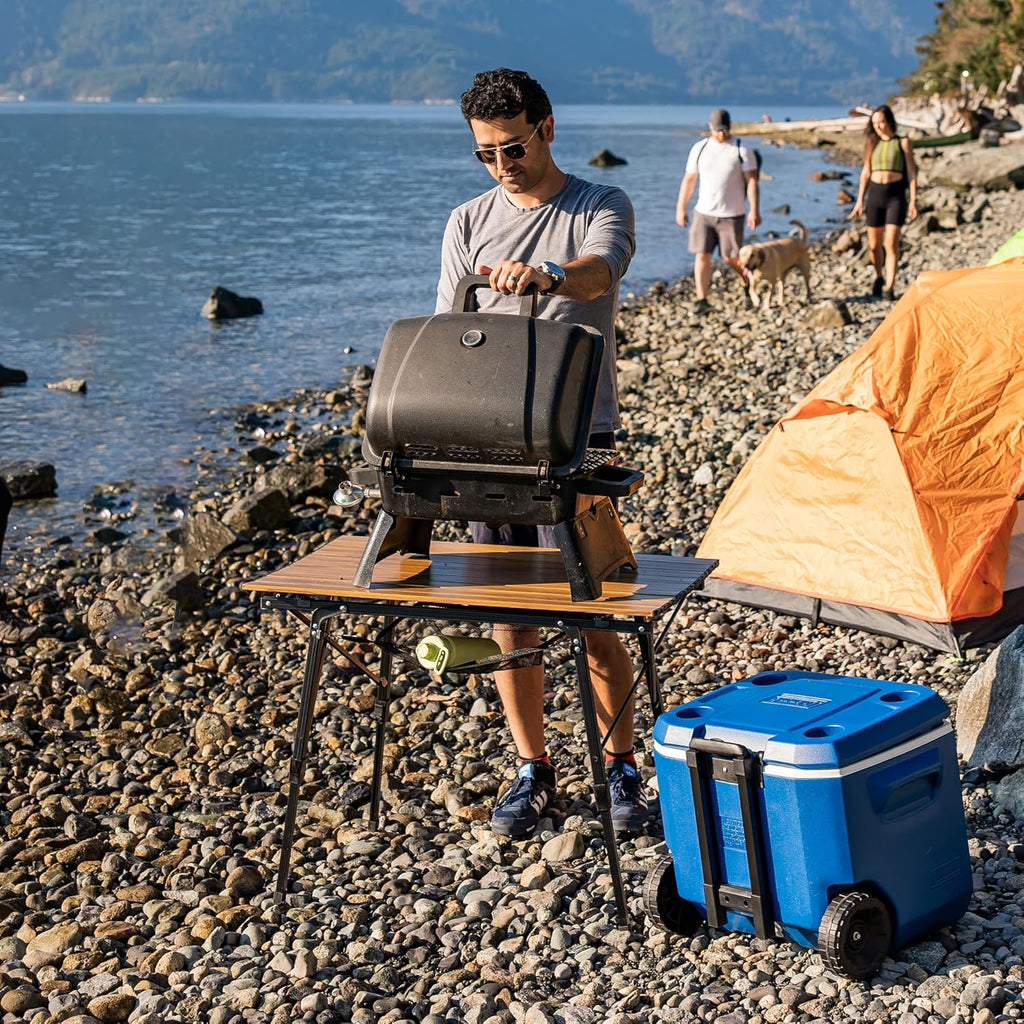 Portable Folding Table for Picnic, Camping Tables that Fold up Lightweight, Aluminum Table with Telescopic Legs, Camp Kitchen Table for Beach Trips and Outdoor Parties
