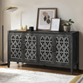 roomfitters Retro TV Stand, Four Door Antique Buffet Cabinet, Rustic Country Style, Ideal for Living Room, Bedroom Kitchen, Black